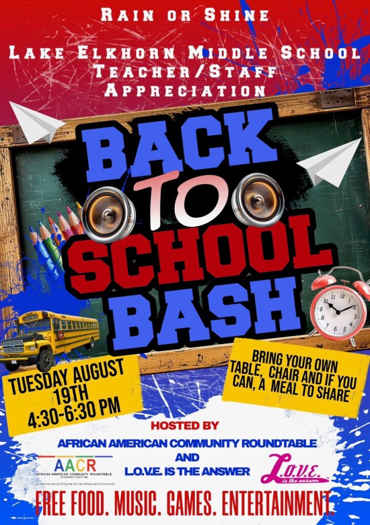 Flyer for Teacher/staff Appreciation and Student/family Support Event hosted by the African American Community Roundtable